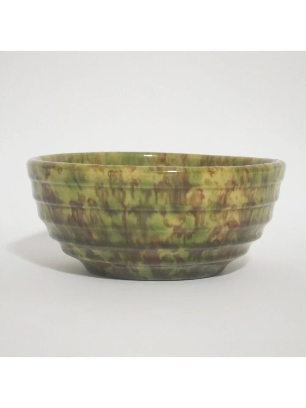 Antique Morton Pottery Woodland Splatterware Ribbed Nesting Bowl 7